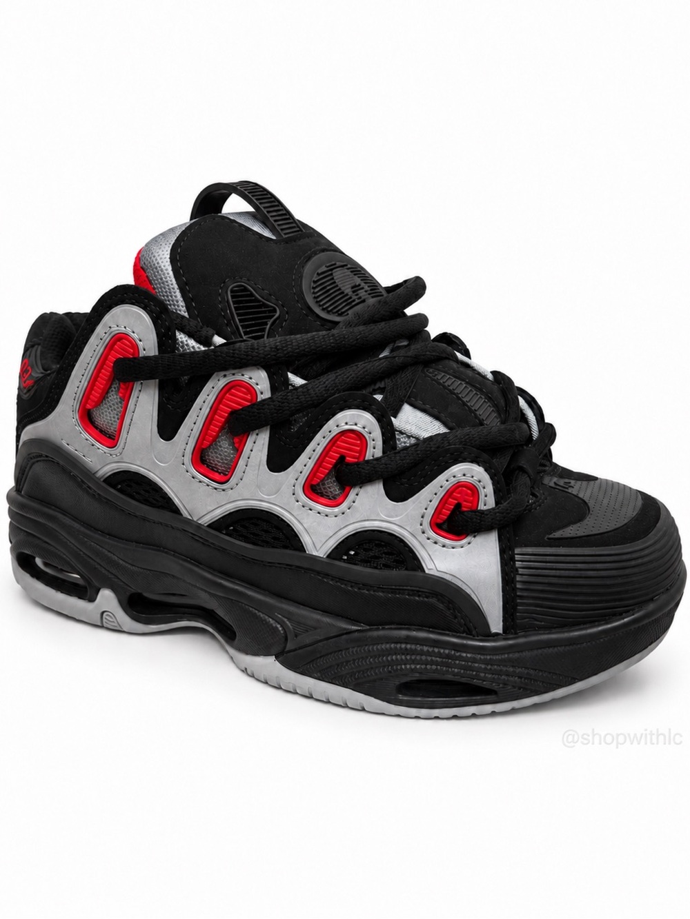 Men’s Osiris D3 2001 Skate Shoe - Black / Light Grey / Red